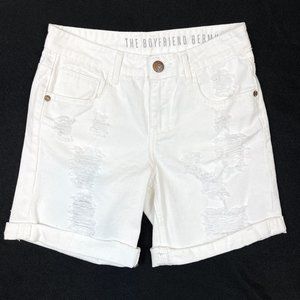 Cottonon distressed boyfriend bermuda white shorts